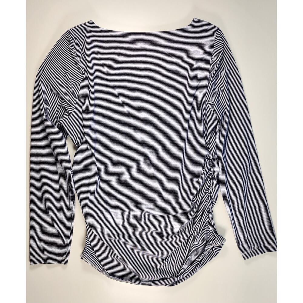 Soft Surroundings Striped Ruched Side Long Sleeve Top Nautical L - Picture 11 of 11